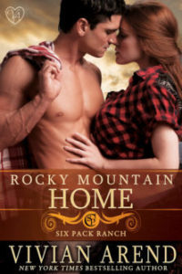 shirtless cowboy about to kiss a busty red-haired girl in a red plaid shirt