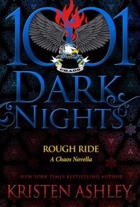 1001 Dark Nights is in big blue letters, the Chaos MC emblem is pictured in the 00 of 1001, against a mostly black background