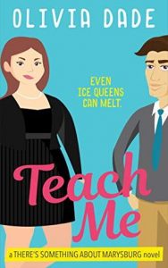 cartoon cover of a scowling/smirking fat white woman in a black dress and a slim white man in a grey cardigan and a blue tie against an aqua background with the tagline "even ice queens can melt"