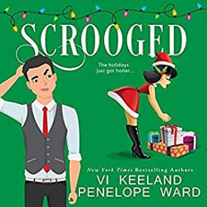 Illustrated cover with a green background; a man in a tie and waistcoat scratches his head and looks confused in the foreground and in the back right, a sexy lady-elf bends over some presents