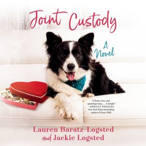 Border collie wearing a blue bandana sitting on a couch next too a heart-shaped box of chocolates