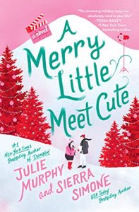 Illustrated cover with a white, pink and red Christmas scene of snow covered mountains and Christmas trees with a white couple dressed in snow/winter gear in the foreground. She is fat with long dark hair and red boots and is holding a coffee and he has dark short hair and is wearing a red beanie and a black scarf and holding a script.