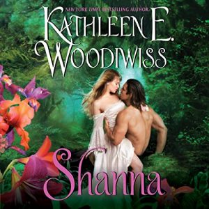 Old skool style bodice-ripper clinch cover featuring a shirtless dark-haired white man embracing a fair-haired white woman in a flowing white gown against in a tropical paradise.