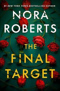 Dark green cover with twining red roses, yellow titles over the top